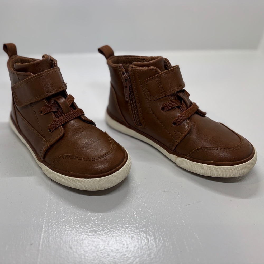 Wonder Nation Toddler Boys Brown High Top Sneakers Shoes Size 10 Casual Hook Loo - Picture 3 of 7